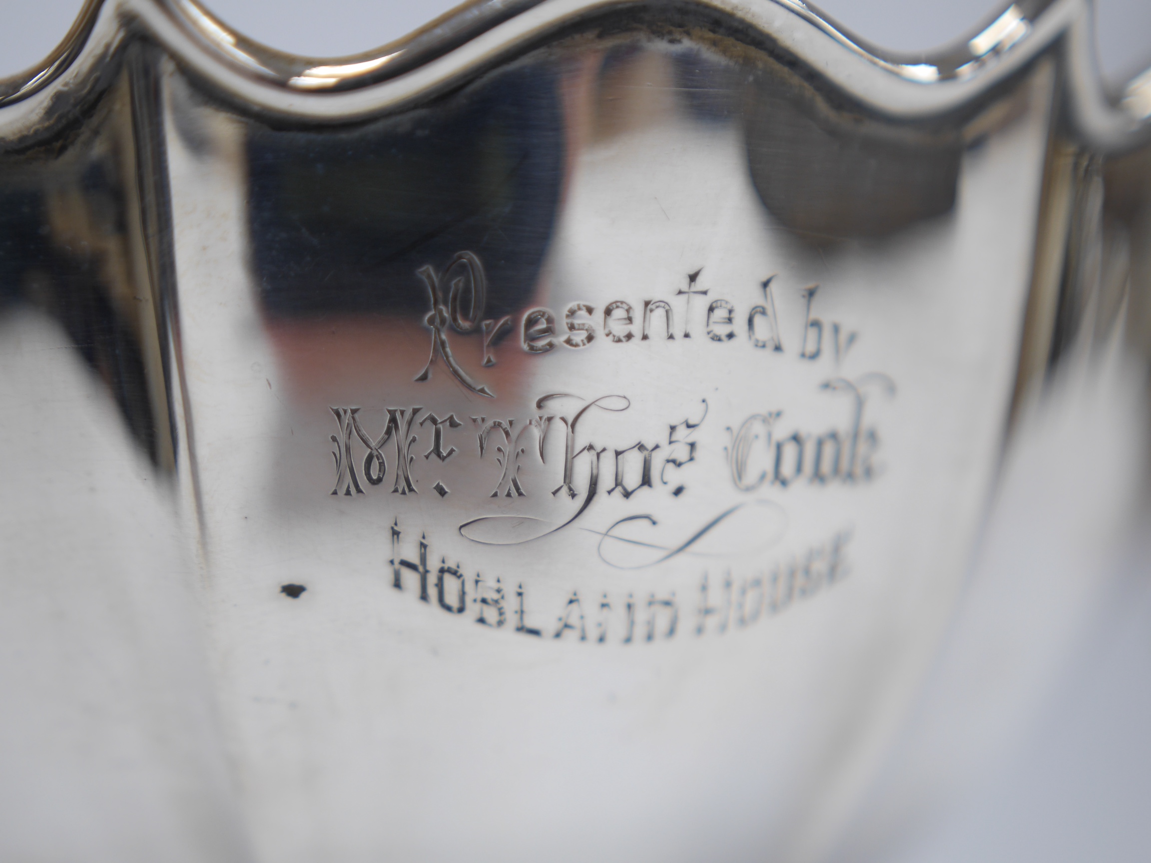 An Edwardian silver presentation pedestal bowl, with engraved inscription, A&J Zimmerman, Birmingham, 1908, height 13cm, 11.6oz. Condition - good